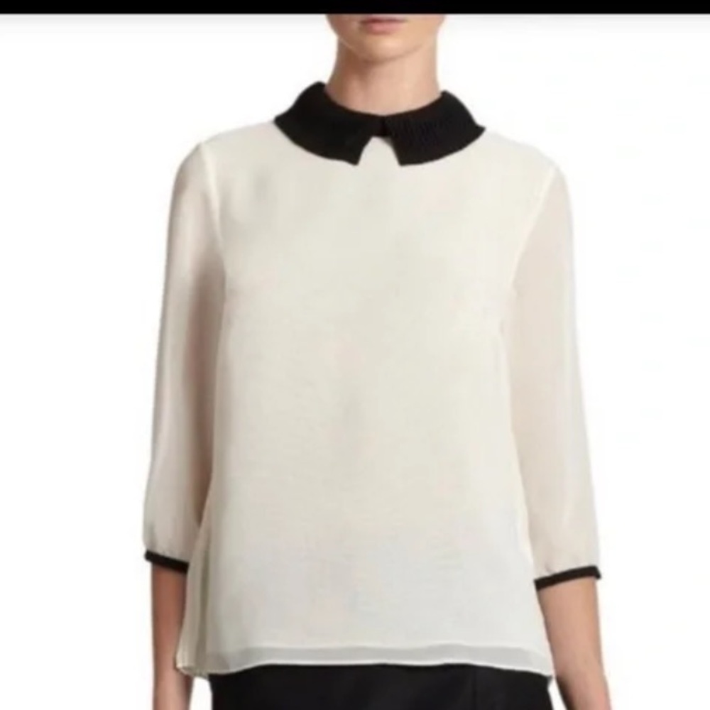 Ted Baker Peter Pan Collared Shirt $155 Classic Boho Retro Spring Designer